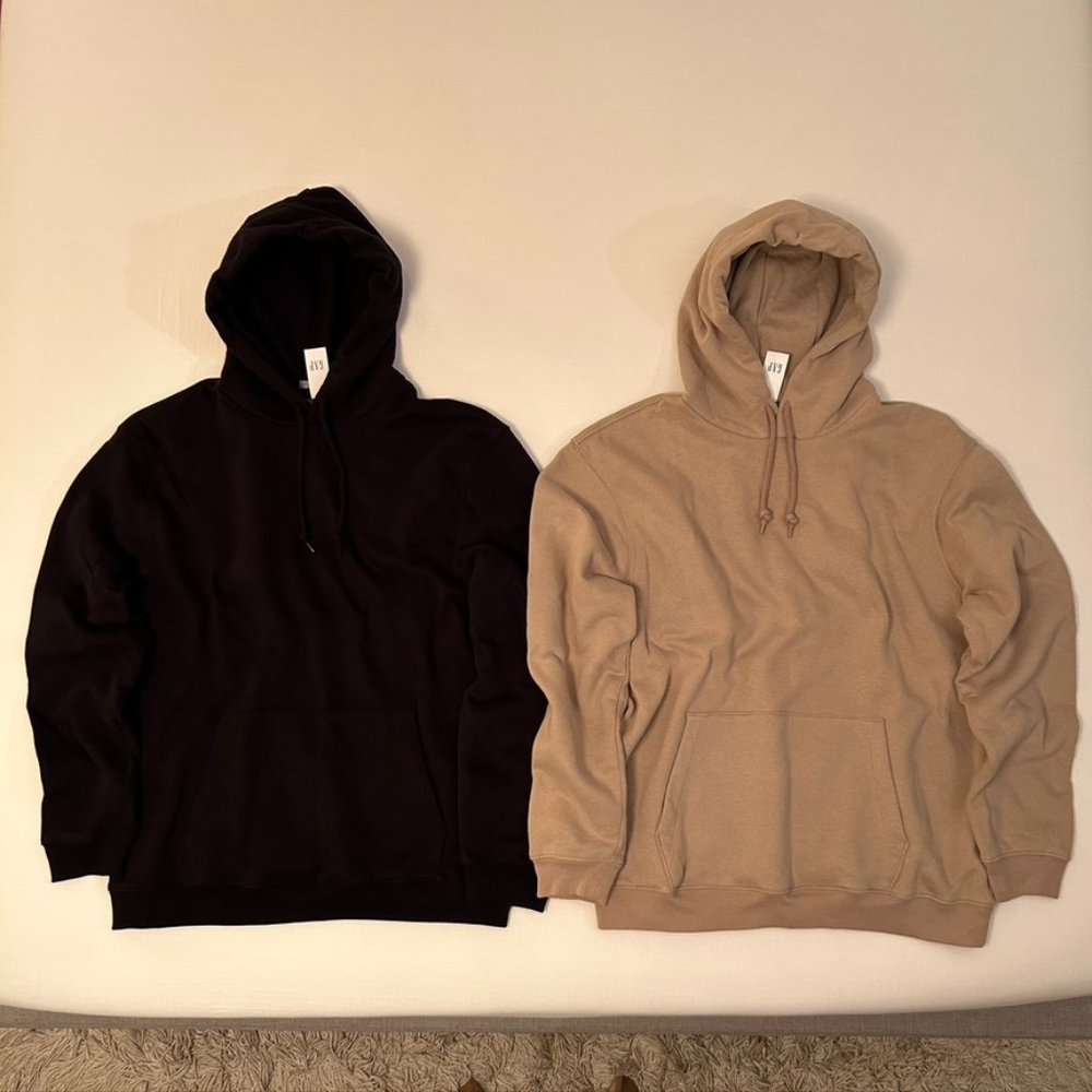 (2) NEW GAP Vintage Soft Hoodie Sweatshirts Black Tan